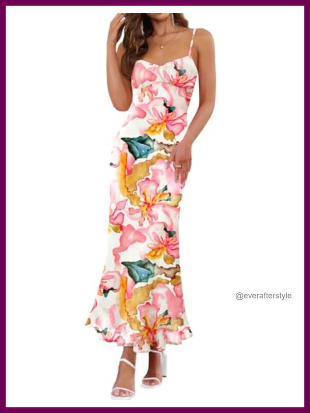 Women's Floral Sleeveless Bodycon Maxi Dress - Open Back Ruffle Hem